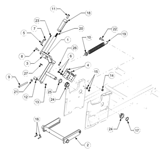 Implement Lift Handle Diagram and Parts List for GT2186-44 13A298L710-13A298L712 Cub Cadet Lawn Tractor